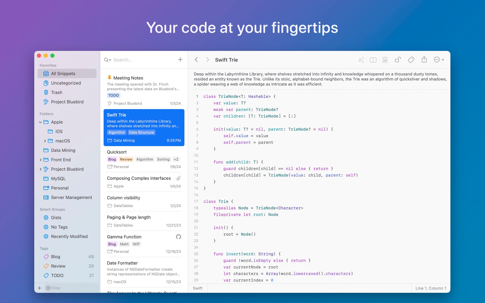 SnippetsLab Mac screenshot 1