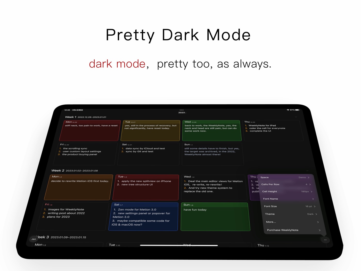 WeeklyNote iPad screenshot 3
