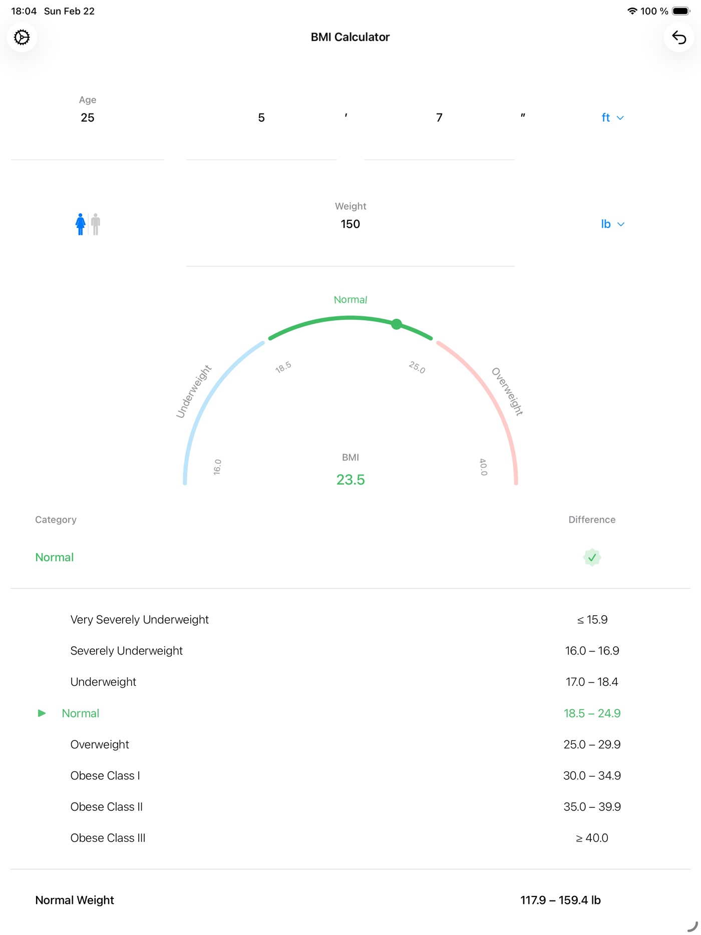 BMI Calculator iPad screenshot 2
