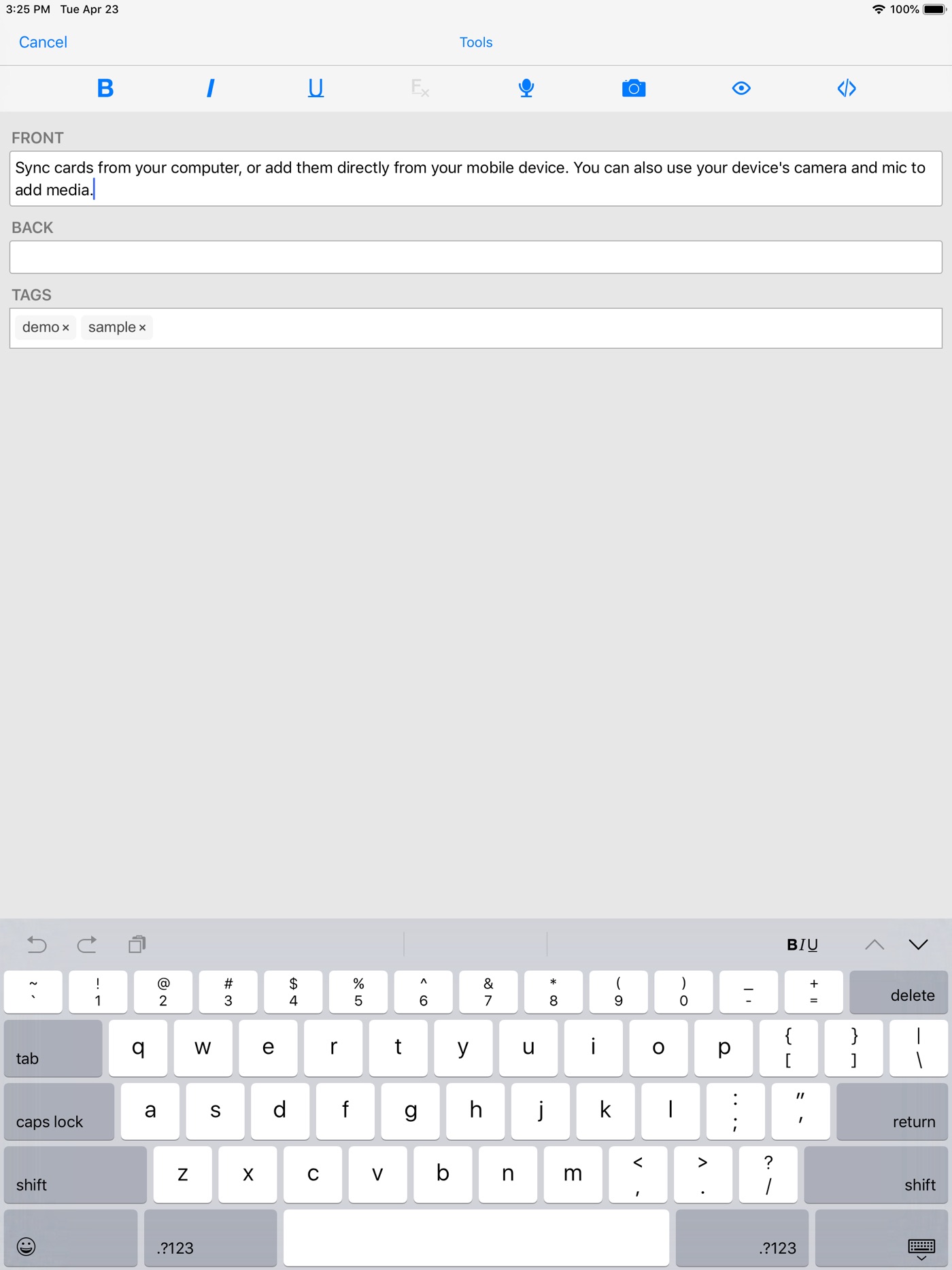 Anki iPad screenshot 3