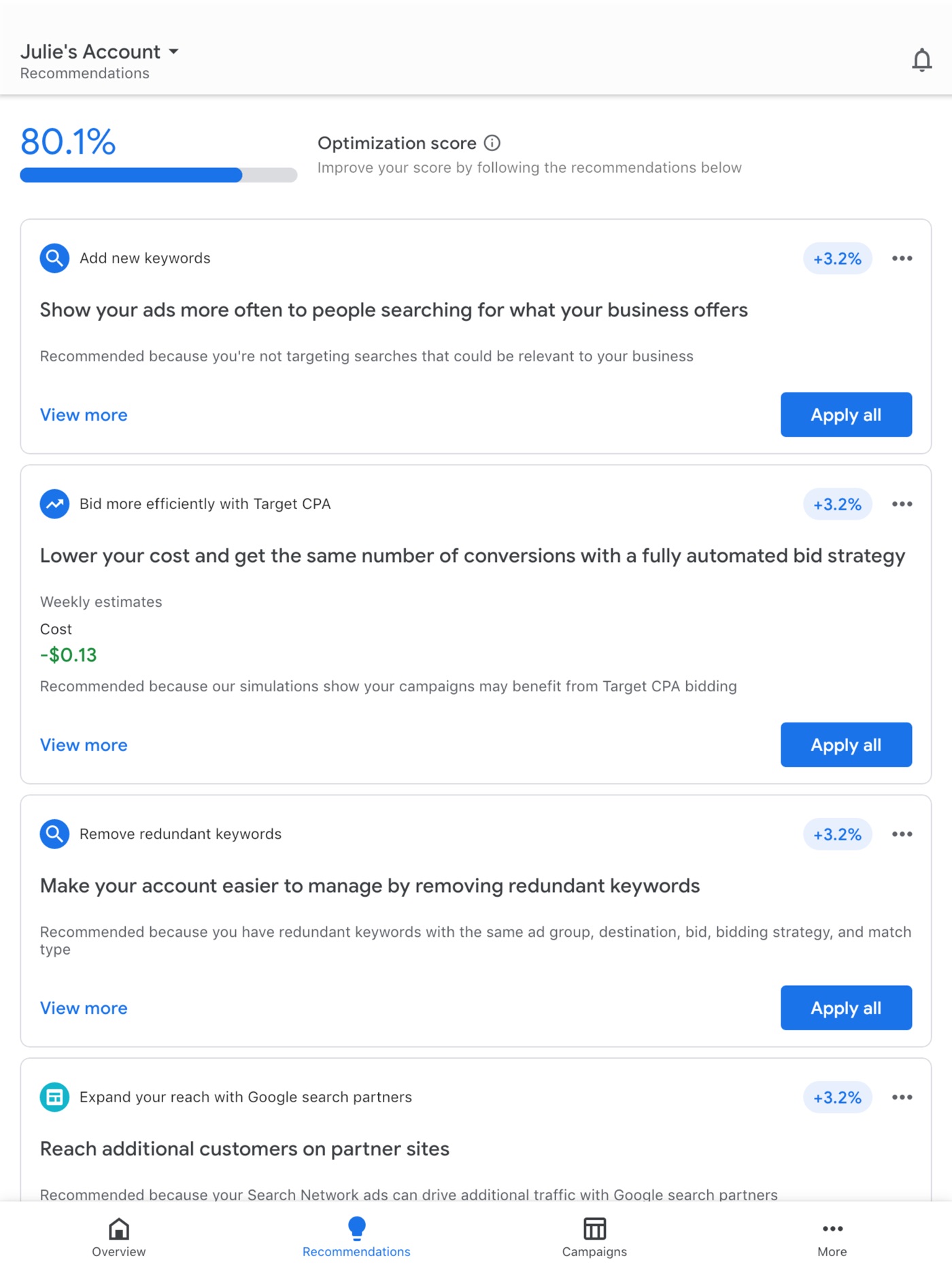 Google Ads iPad screenshot 2