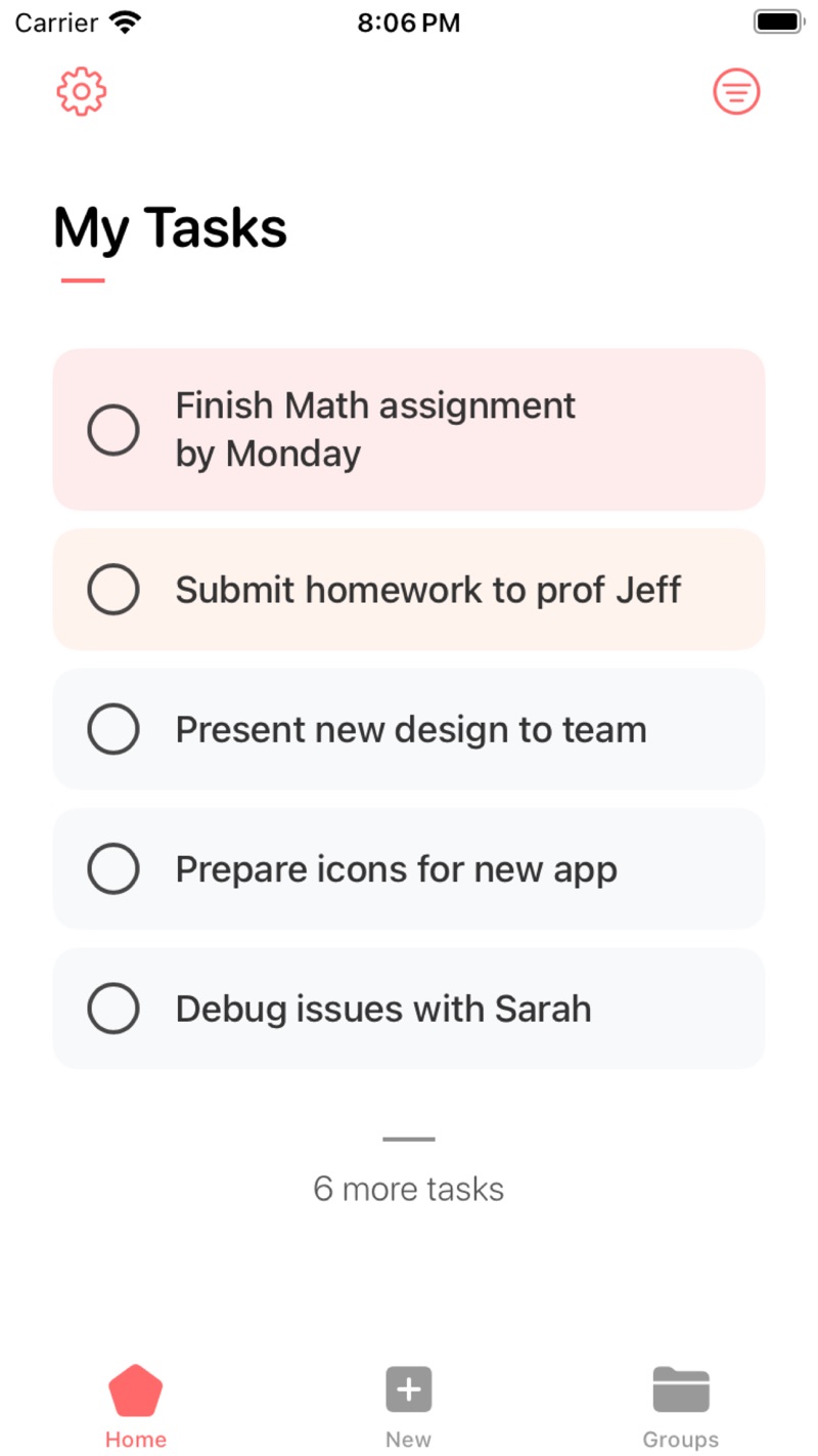 5 Tasks iPhone screenshot 1