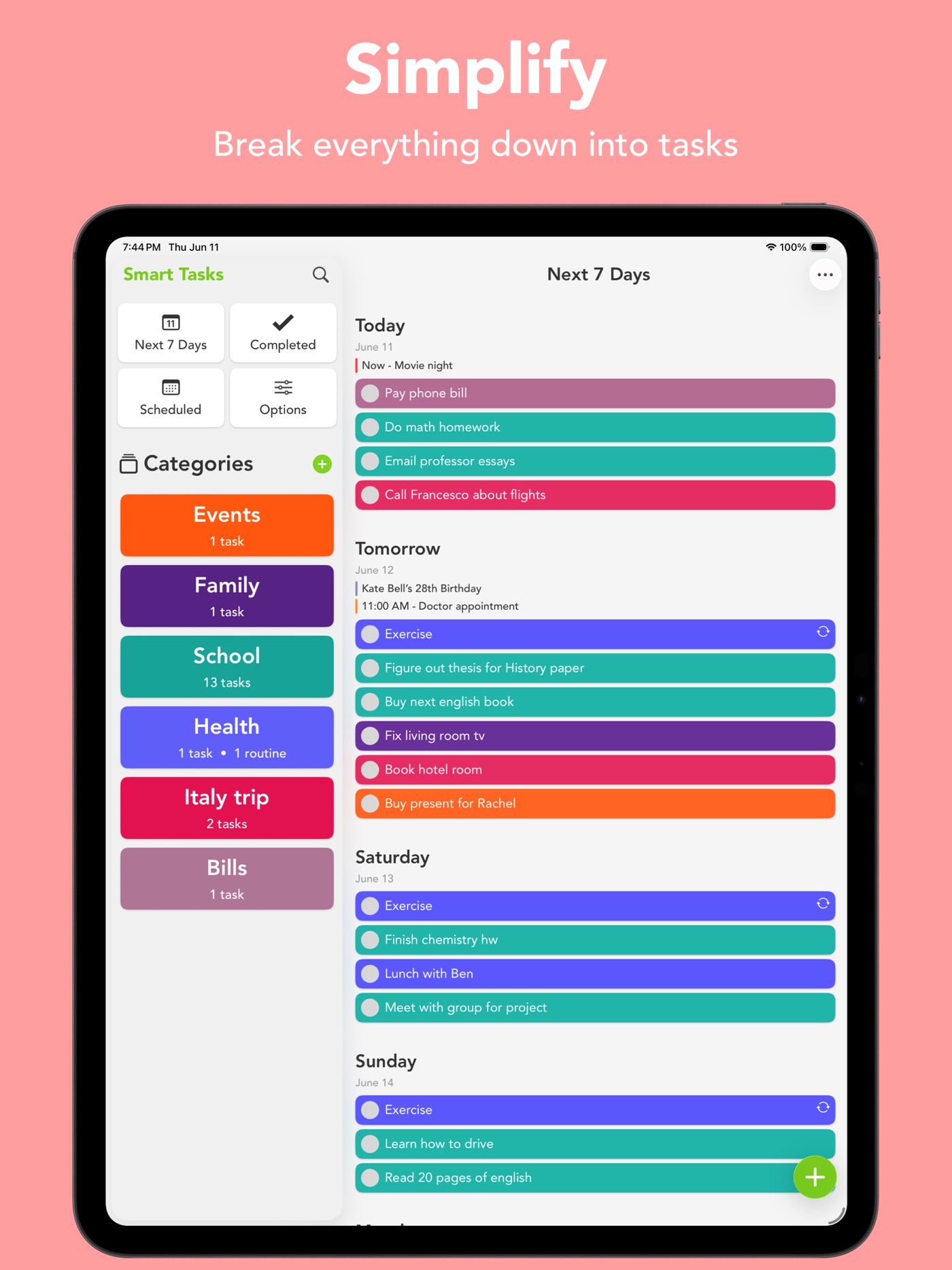 Smart Tasks iPad screenshot 1
