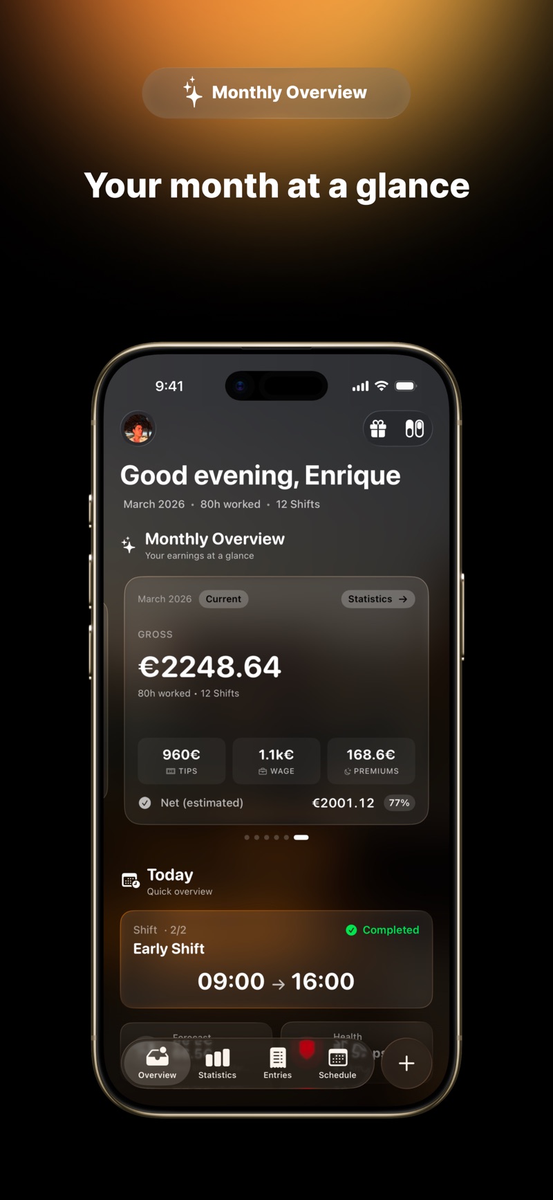 ShiftTap - Schedule Planner iPhone screenshot 1