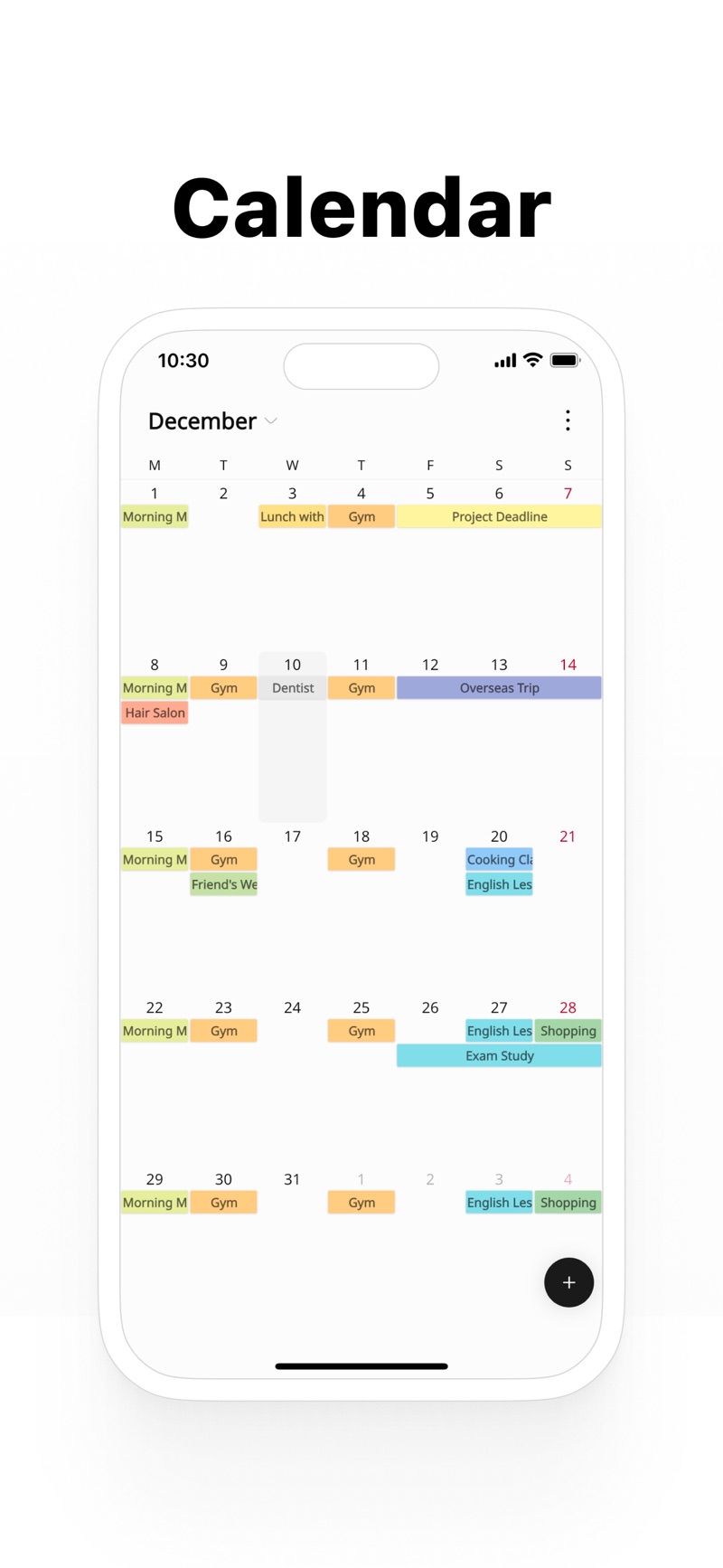 Simple Calendar iPhone screenshot 1