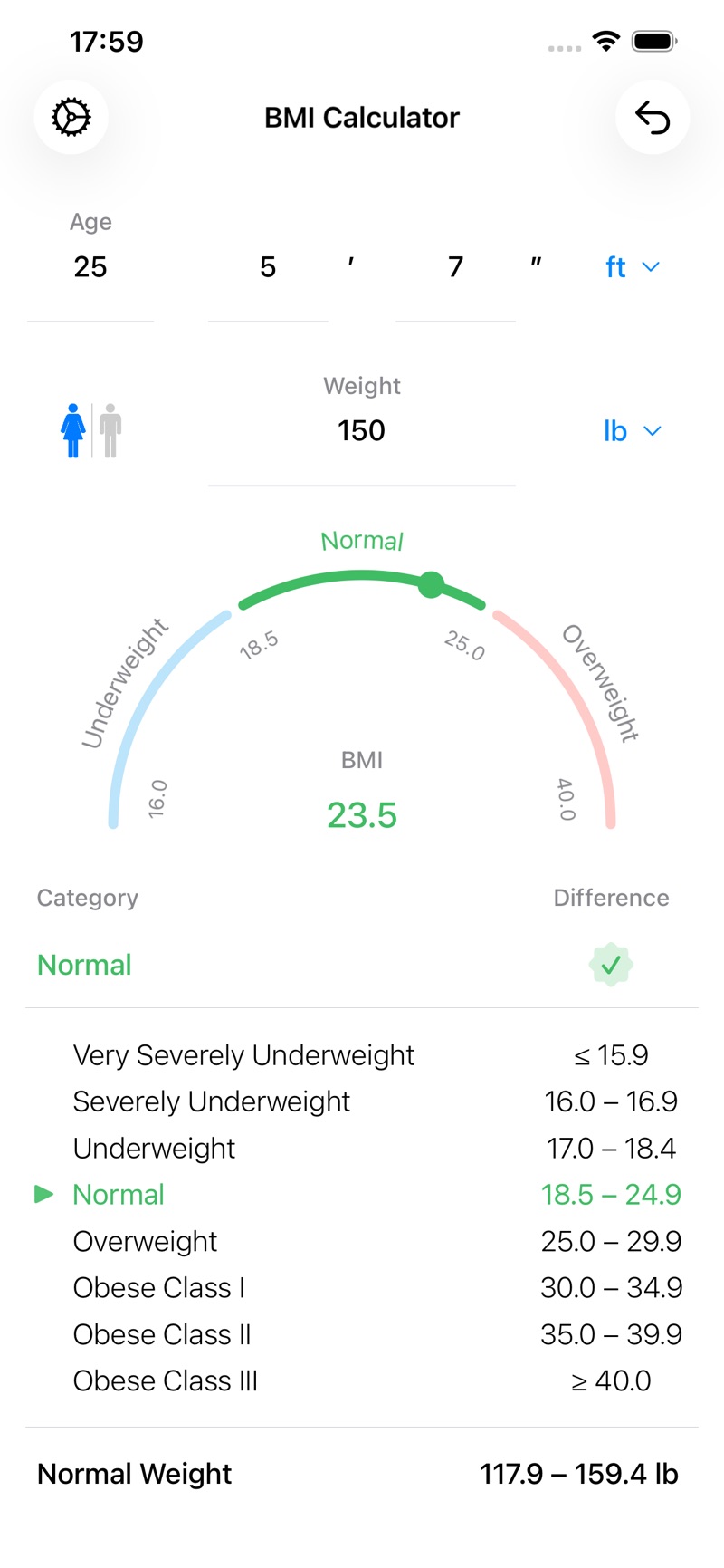 BMI Calculator iPhone screenshot 2