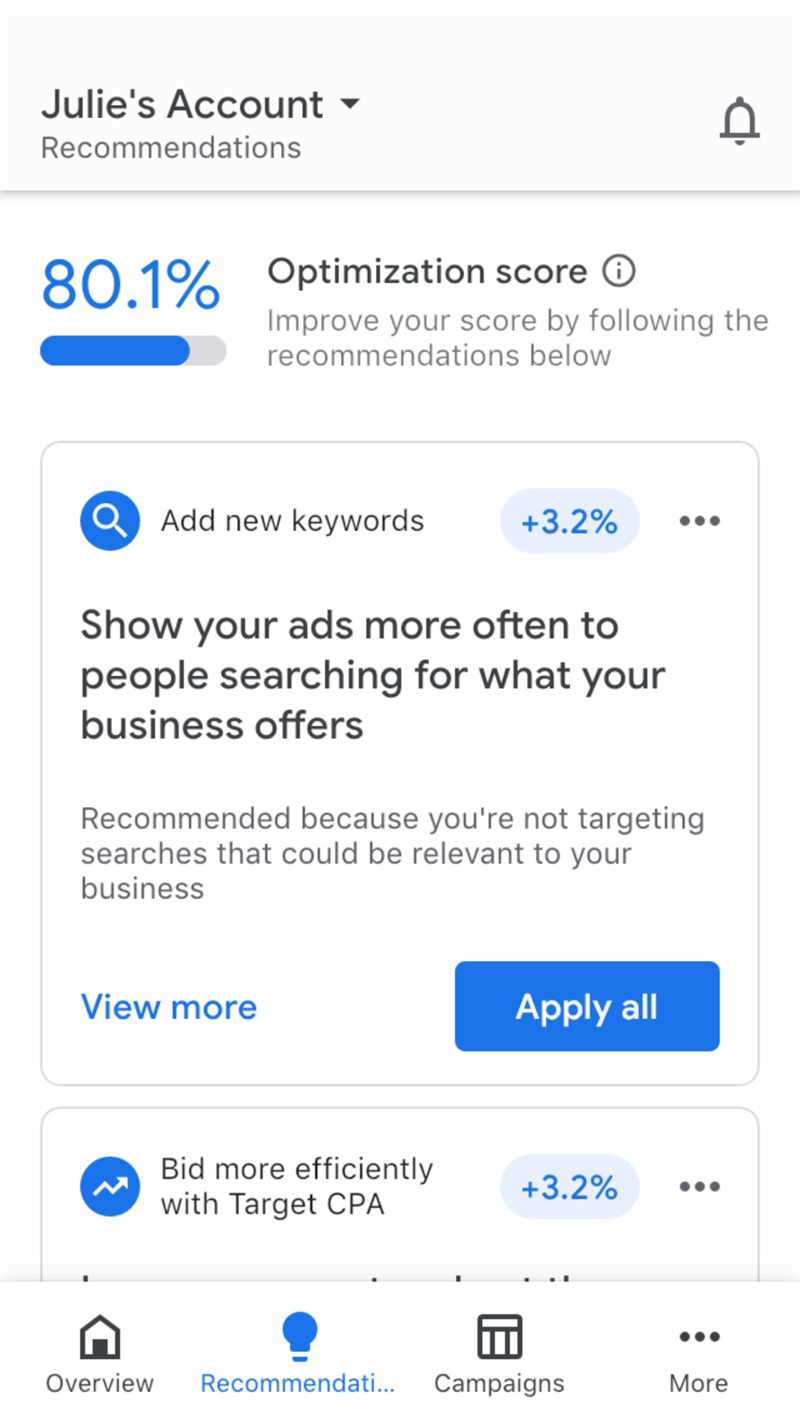 Google Ads iPhone screenshot 2