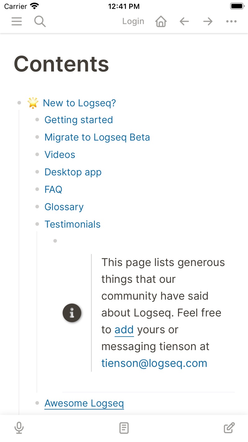 Logseq iPhone screenshot 2