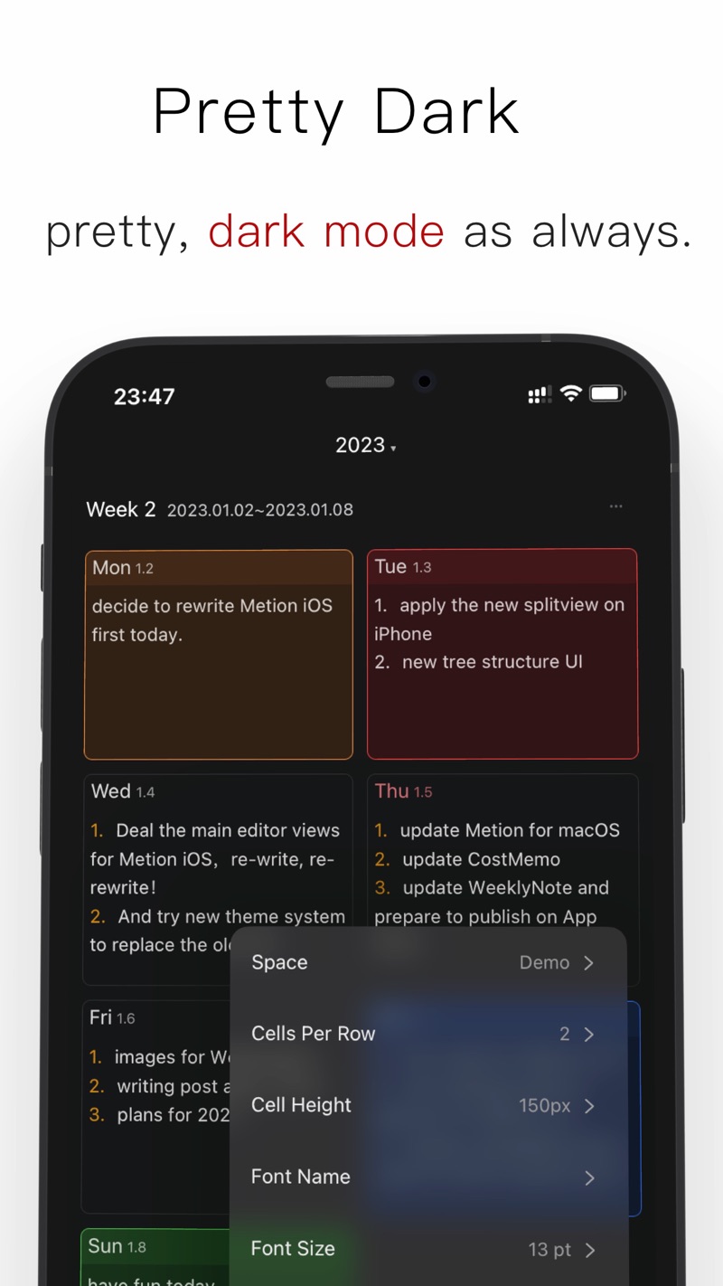 WeeklyNote iPhone screenshot 3