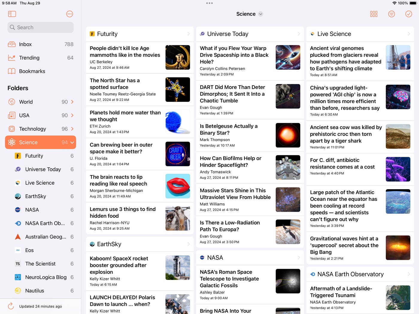 Den for RSS iPad screenshot 1