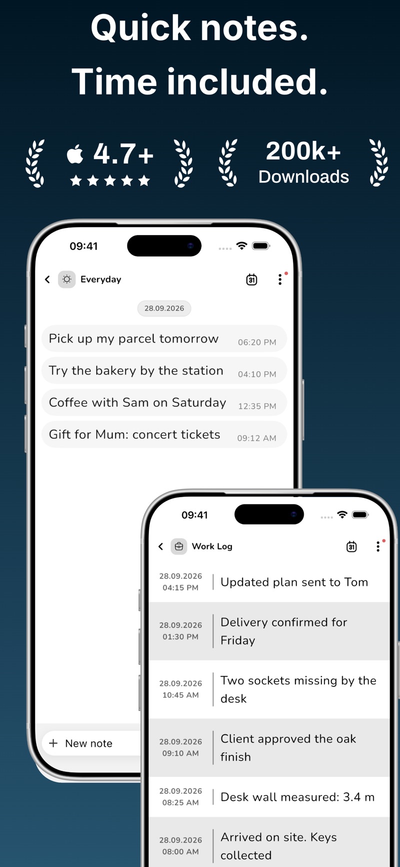 Lognote iPhone screenshot 1