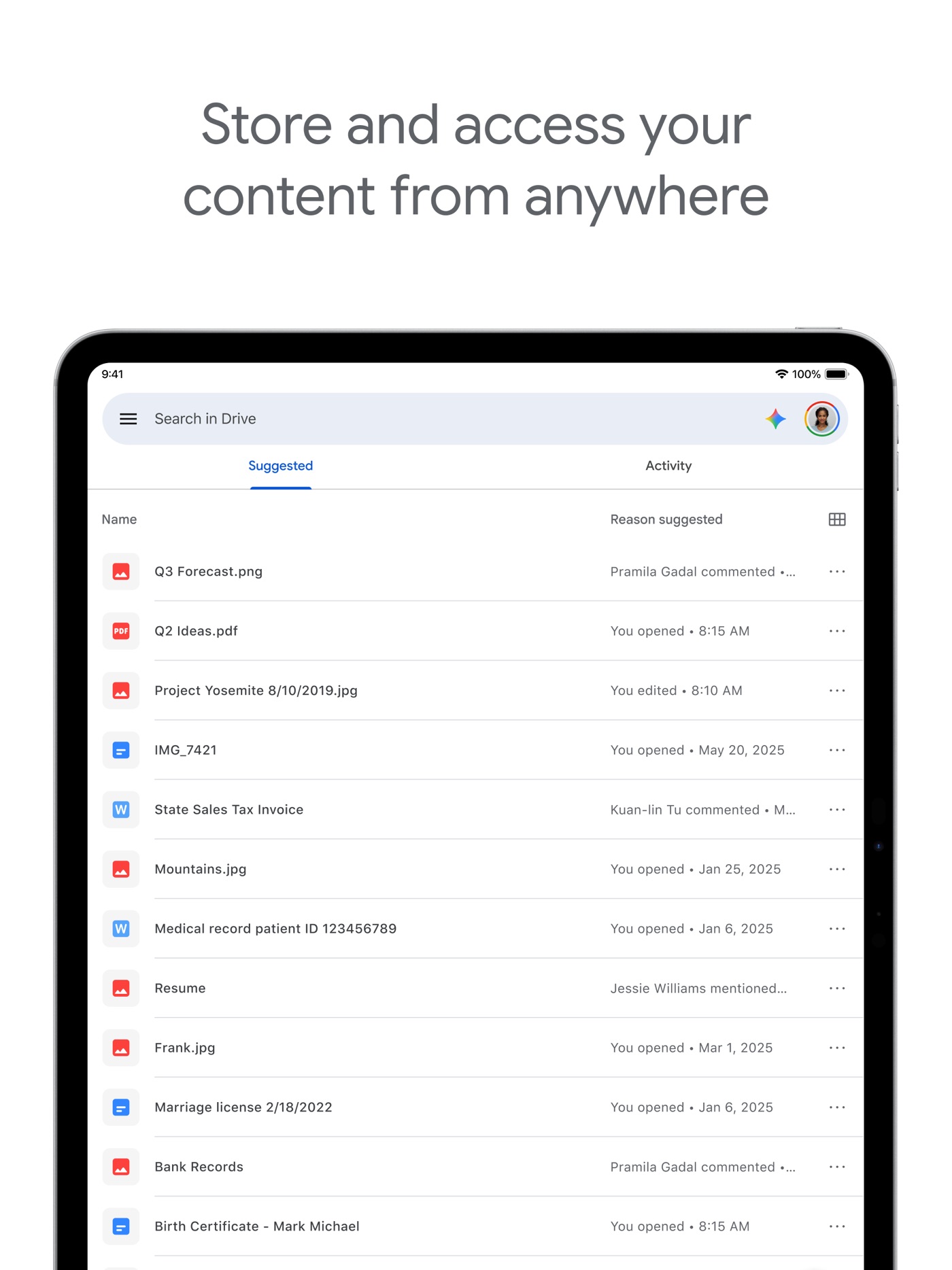 Google Drive iPad screenshot 1