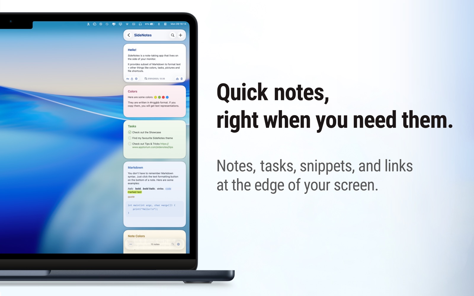 SideNotes Mac screenshot 1